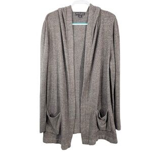 Barefoot Dreams Cozychic Lite Resort Cardi Hooded Long Cardigan Taupe 905 sz 1X